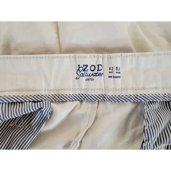 Izod Saltwater Stretch Mens Shorts 42W 9.5" Inseam Cotton Blend Silver Birch Col - Picture 3 of 5
